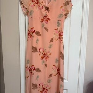 Chadwicks Peach Floral Midi Dress